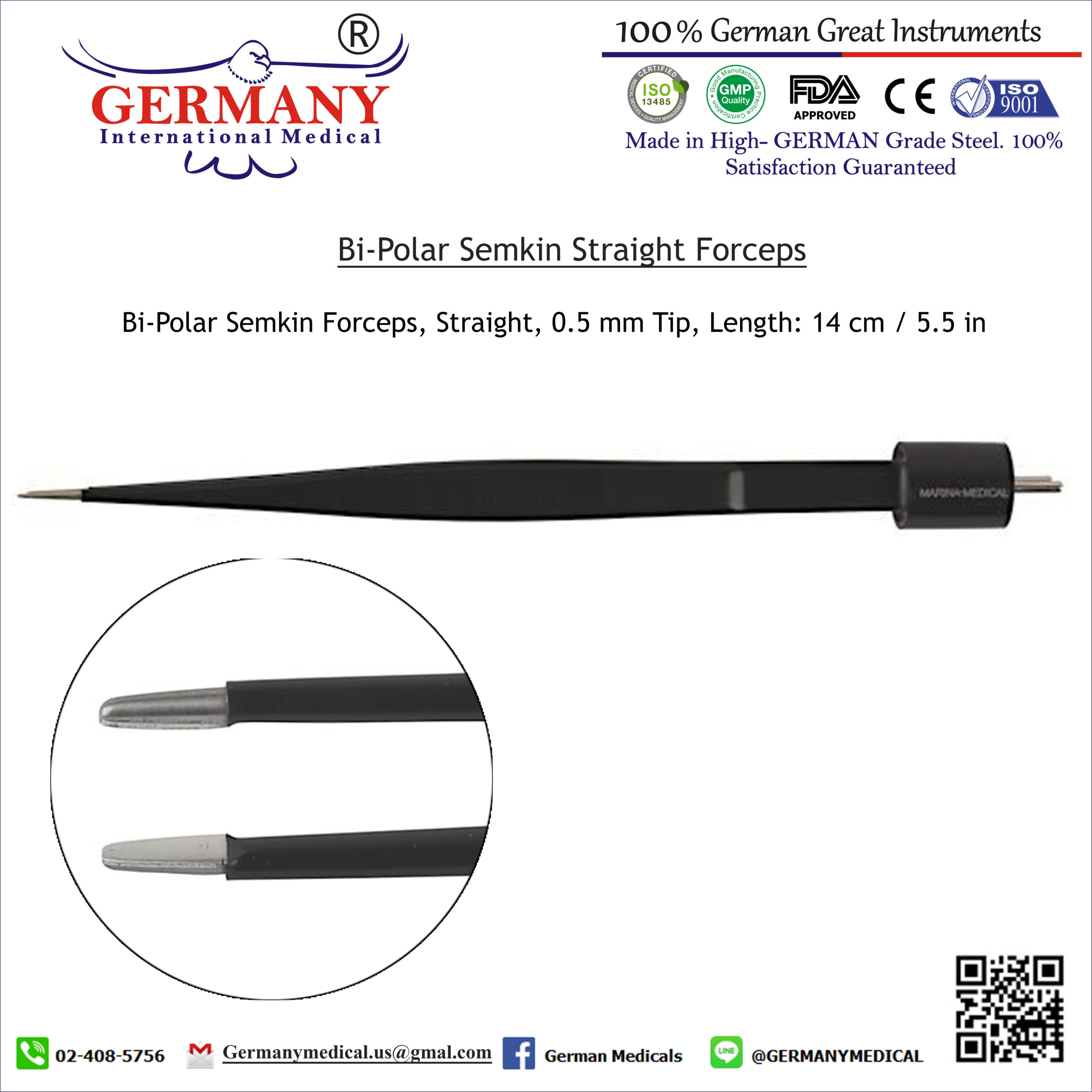 Bi-Polar Semkin Straight Forceps